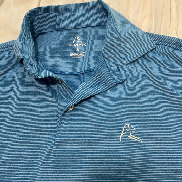 Rhoback small mens short sleeve polo golf shirt blue stripe - Picture 2 of 3